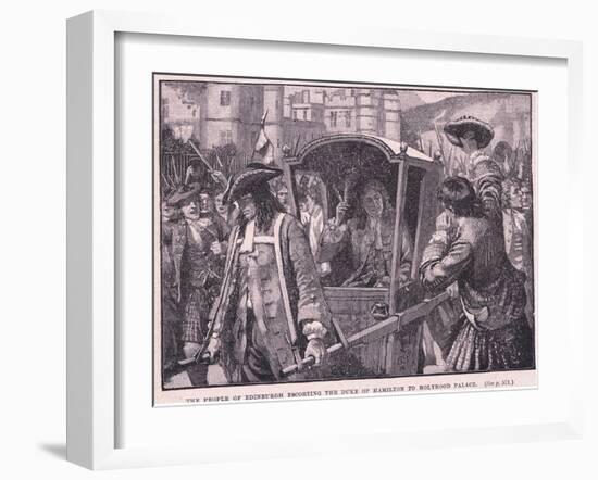 The People of Edinburgh Escorting the Duke of Hamilton to Holyrood Palace Ad 1706-Mary L. Gow-Framed Giclee Print