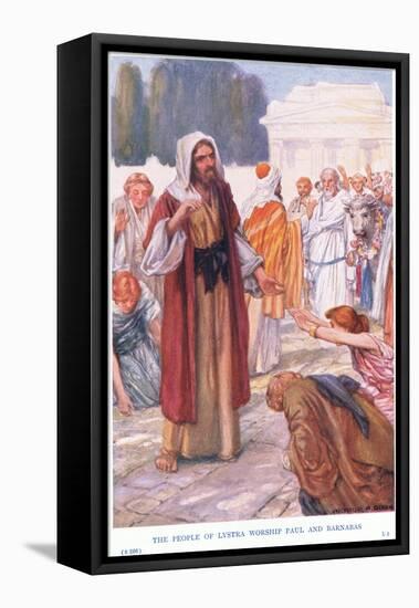The People of Lystra Worship Paul and Barnabus-Arthur A. Dixon-Framed Stretched Canvas