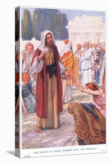 The People of Lystra Worship Paul and Barnabus-Arthur A. Dixon-Stretched Canvas