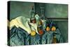 The Peppermint Bottle. Dated: 1893/1895. Dimensions: overall: 65.9 x 82.1 cm (25 15/16 x 32 5/16...-Paul Cezanne-Stretched Canvas