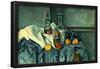 The Peppermint Bottle. Dated: 1893/1895. Dimensions: overall: 65.9 x 82.1 cm (25 15/16 x 32 5/16...-Paul Cezanne-Framed Poster