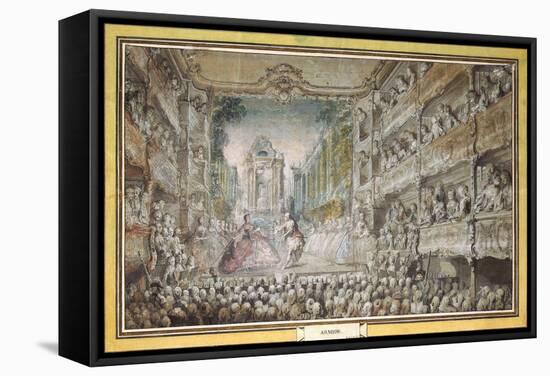 The Performance of Armida in the Old Auditorium of the Opera House, after 1761-Gabriel Jacques de Saint-Aubin-Framed Stretched Canvas