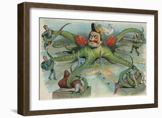 The Peril Of France-At The Mercy Of The Octopus-Louis Dalrymple-Framed Premium Giclee Print