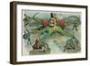 The Peril Of France-At The Mercy Of The Octopus-Louis Dalrymple-Framed Premium Giclee Print