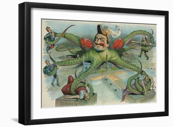 The Peril Of France-At The Mercy Of The Octopus-Louis Dalrymple-Framed Premium Giclee Print