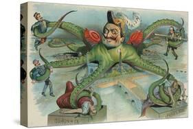 The Peril Of France-At The Mercy Of The Octopus-Louis Dalrymple-Stretched Canvas