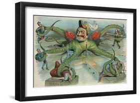 The Peril Of France-At The Mercy Of The Octopus-Louis Dalrymple-Framed Art Print