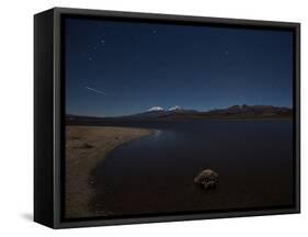 The Perseid Meteor Shower Streaks across the Sky Above Sajama National Park-Alex Saberi-Framed Stretched Canvas