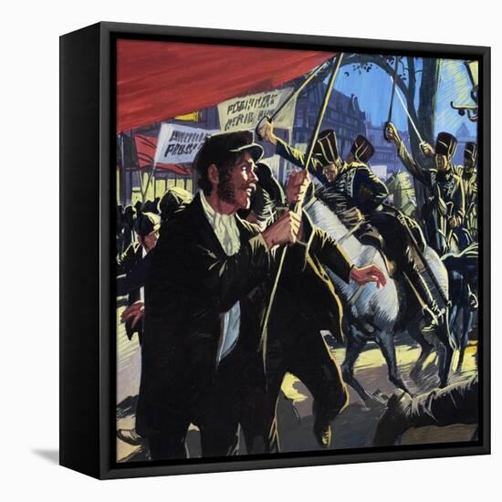 The Peterloo Massacre-English School-Framed Stretched Canvas