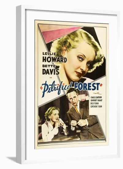 THE PETRIFIED FOREST, top: Bette Davis, bottom from left: Bette Davis, Leslie Howard, 1936.-null-Framed Art Print
