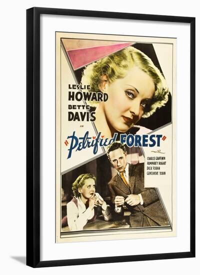 THE PETRIFIED FOREST, top: Bette Davis, bottom from left: Bette Davis, Leslie Howard, 1936.-null-Framed Art Print