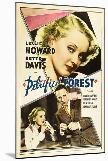THE PETRIFIED FOREST, top: Bette Davis, bottom from left: Bette Davis, Leslie Howard, 1936.-null-Mounted Premium Giclee Print
