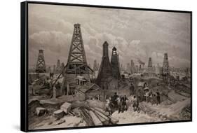 The Petroleum Oil Wells at Baku on the Caspian Sea, 19th June 1886-null-Framed Stretched Canvas