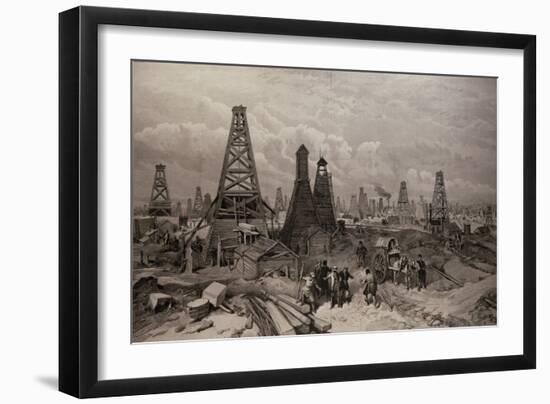 The Petroleum Oil Wells at Baku on the Caspian Sea, 19th June 1886-null-Framed Giclee Print