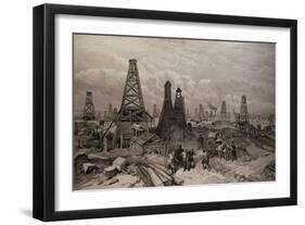 The Petroleum Oil Wells at Baku on the Caspian Sea, 19th June 1886-null-Framed Giclee Print