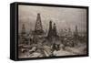 The Petroleum Oil Wells at Baku on the Caspian Sea, 19th June 1886-null-Framed Stretched Canvas