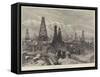 The Petroleum Oil Wells at Baku, on the Caspian-William 'Crimea' Simpson-Framed Stretched Canvas