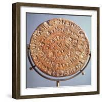 The Phaistos Disc, with Symbols of Unknown Significance, from Crete, circa 1650 BC (Clay)-null-Framed Giclee Print