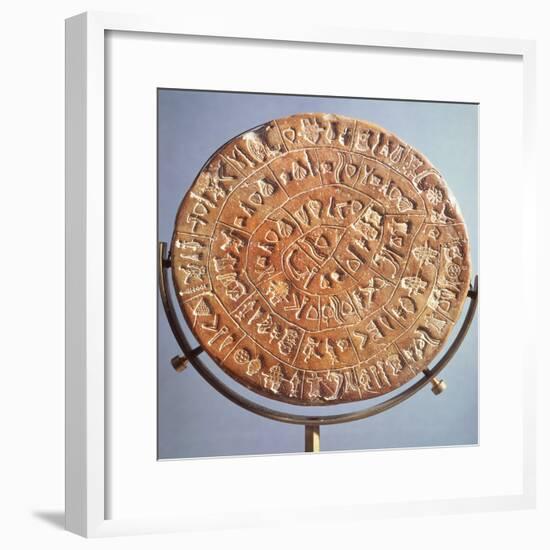 The Phaistos Disc, with Symbols of Unknown Significance, from Crete, circa 1650 BC (Clay)-null-Framed Giclee Print