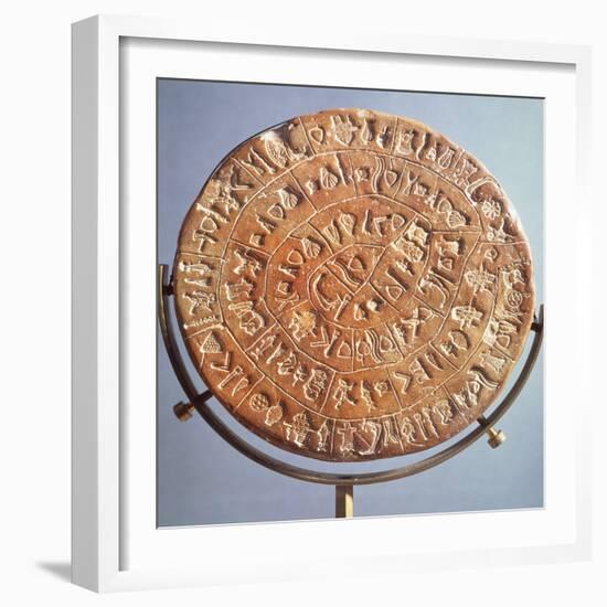 The Phaistos Disc, with Symbols of Unknown Significance, from Crete, circa 1650 BC (Clay)-null-Framed Giclee Print