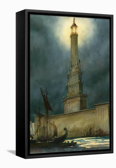 The Pharos of Alexandria-English School-Framed Stretched Canvas