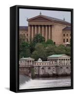 The Philadelphia Museum of Art Looms Above the Fairmount Water Works-null-Framed Stretched Canvas