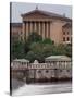 The Philadelphia Museum of Art Looms Above the Fairmount Water Works-null-Stretched Canvas