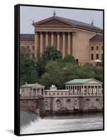 The Philadelphia Museum of Art Looms Above the Fairmount Water Works-null-Framed Stretched Canvas