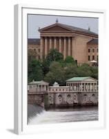 The Philadelphia Museum of Art Looms Above the Fairmount Water Works-null-Framed Premium Photographic Print