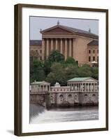 The Philadelphia Museum of Art Looms Above the Fairmount Water Works-null-Framed Premium Photographic Print