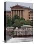 The Philadelphia Museum of Art Looms Above the Fairmount Water Works-null-Stretched Canvas