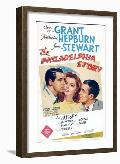 The Philadelphia Story, Cary Grant, Katharine Hepburn, James Stewart, 1940-null-Framed Art Print