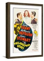 The Philadelphia Story, Cary Grant, Katharine Hepburn, James Stewart, 1940-null-Framed Art Print