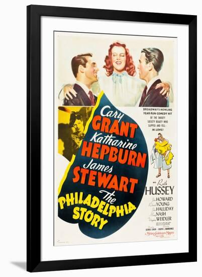 The Philadelphia Story, Cary Grant, Katharine Hepburn, James Stewart, 1940-null-Framed Art Print