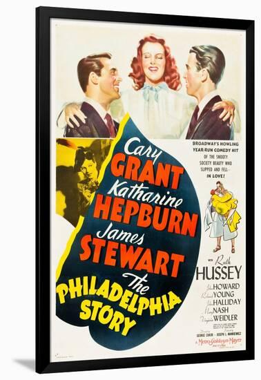 The Philadelphia Story, Cary Grant, Katharine Hepburn, James Stewart, 1940-null-Framed Art Print