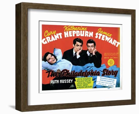 The Philadelphia Story, Katharine Hepburn, Cary Grant, James Stewart, 1940-null-Framed Art Print