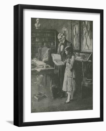 The Philosopher and the Little Girl Among the Books-null-Framed Giclee Print