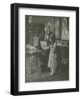 The Philosopher and the Little Girl Among the Books-null-Framed Premium Giclee Print