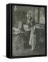 The Philosopher and the Little Girl Among the Books-null-Framed Stretched Canvas