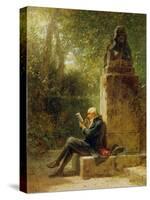 The Philosopher (The Reader in the Park)-Carl Spitzweg-Stretched Canvas
