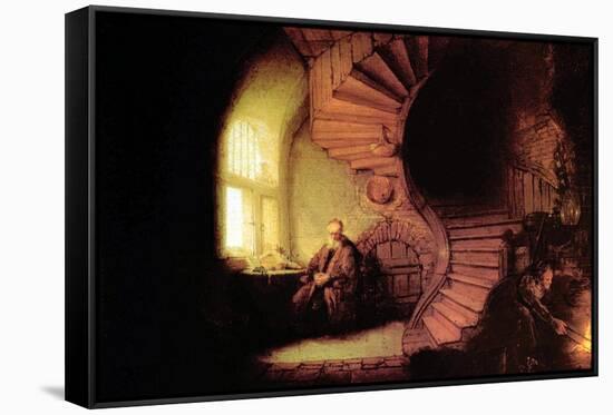 The Philosopher-Rembrandt van Rijn-Framed Stretched Canvas