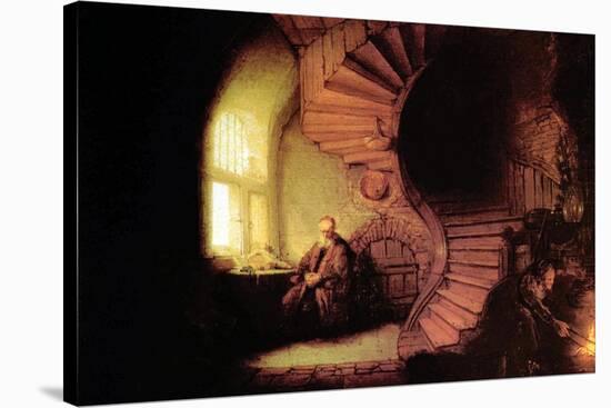 The Philosopher-Rembrandt van Rijn-Stretched Canvas