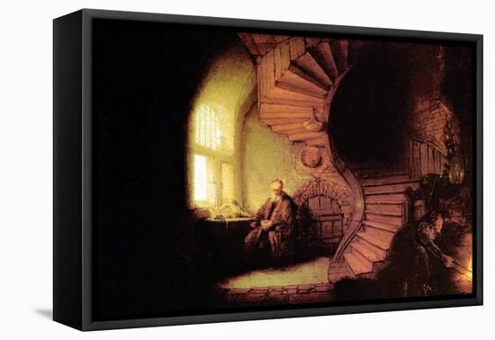 The Philosopher-Rembrandt van Rijn-Framed Stretched Canvas