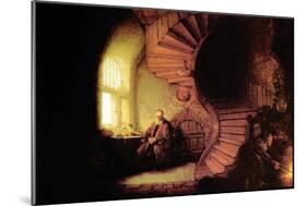 The Philosopher-Rembrandt van Rijn-Mounted Art Print