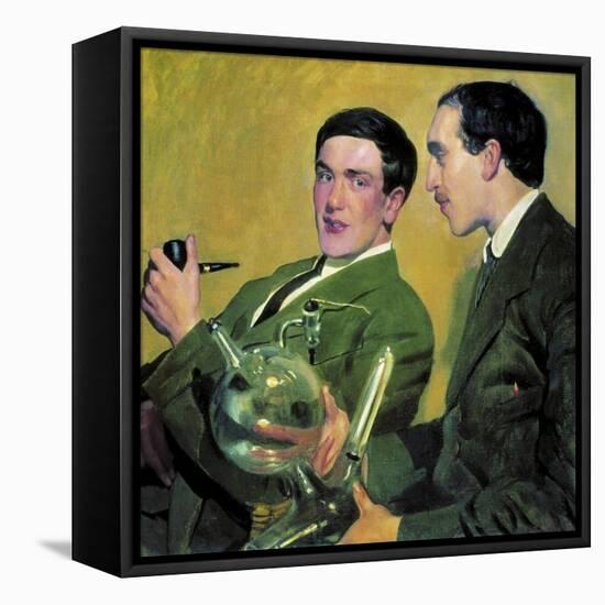 The Physicists Pyotr Kapitsa (1894-198) and Nikolay Semyonov (1896-198), 1921-Boris Michaylovich Kustodiev-Framed Stretched Canvas