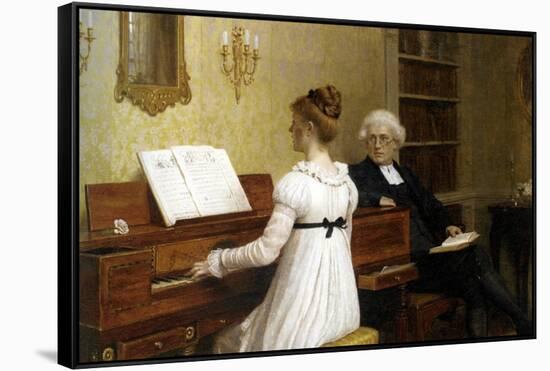 The Piano Lesson-Edmund Blair Leighton-Framed Stretched Canvas