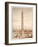 The Piazza Del Popolo Obelisk, from the Circus Maximus, 1833-Agostino Tofanelli-Framed Giclee Print