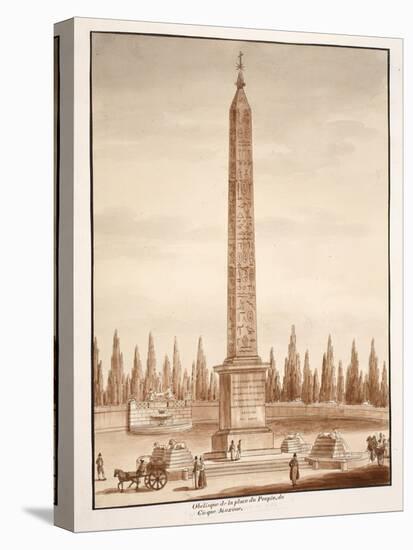 The Piazza Del Popolo Obelisk, from the Circus Maximus, 1833-Agostino Tofanelli-Stretched Canvas