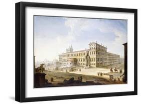 The Piazza Del Quirinale, with the Castel Sant'Angelo and Saint Peter's Beyond-Antonio Joli-Framed Giclee Print