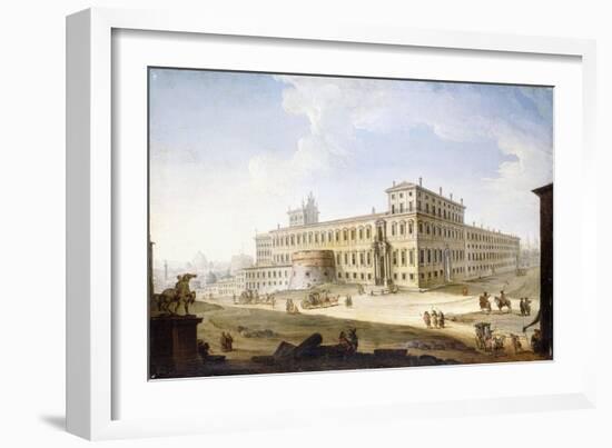 The Piazza Del Quirinale, with the Castel Sant'Angelo and Saint Peter's Beyond-Antonio Joli-Framed Giclee Print